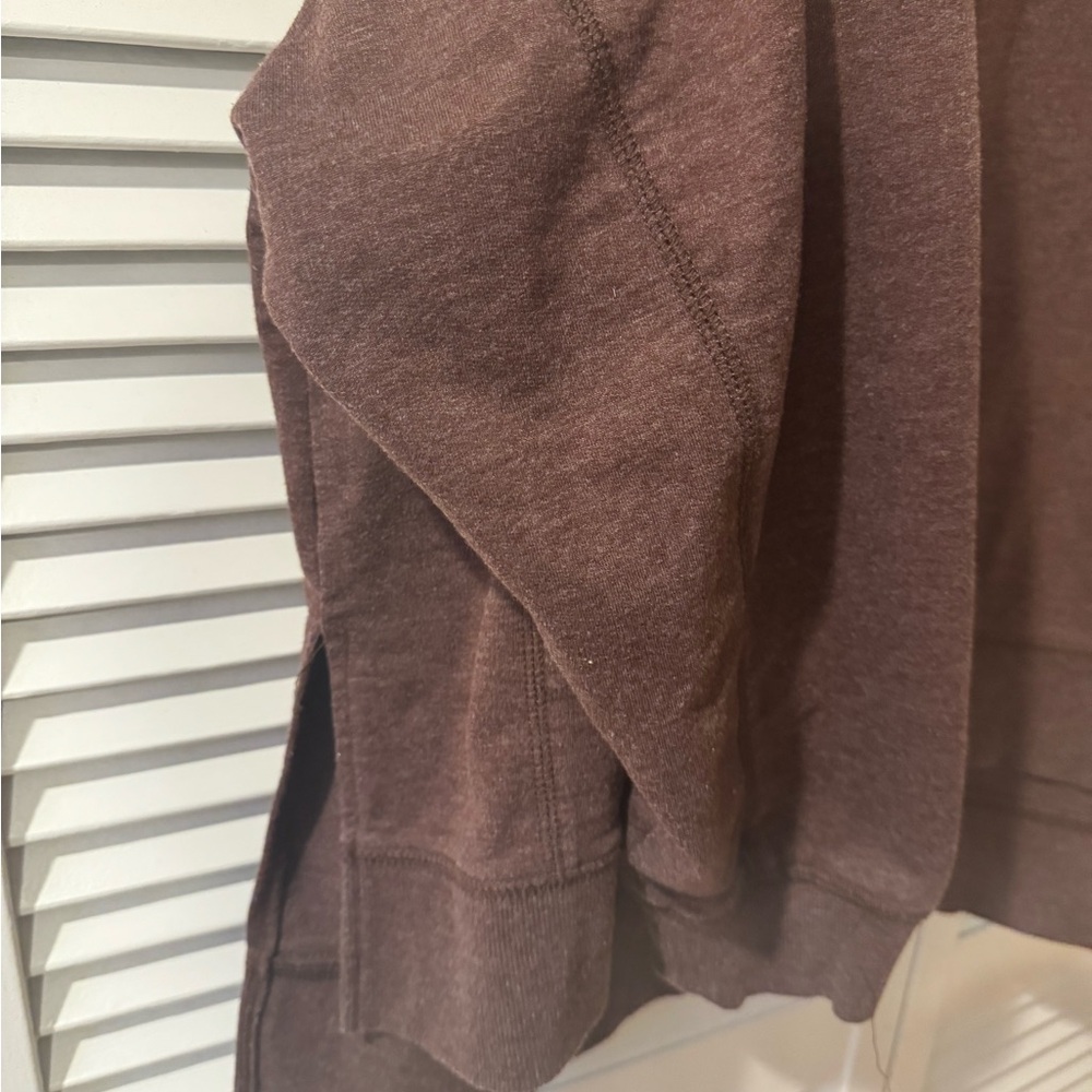Z Supply Chocolate Brown HeatherRibbed-Neck Weekend Sweatshirt - Picture 3 of 3